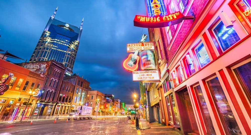 Downtown street scene in Nashville, Tennessee