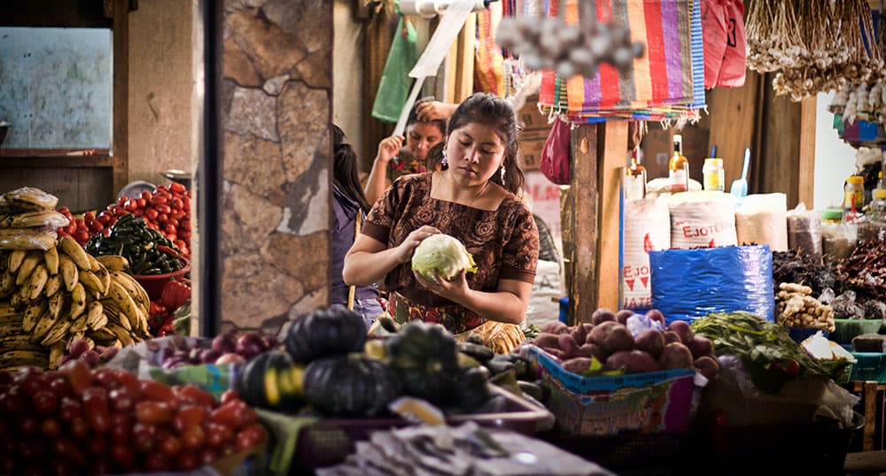 Guatemalan woman works in a market